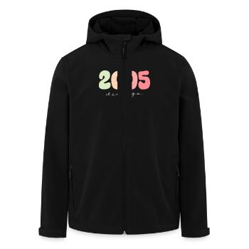 Year of birth 2005 - Men’s Recycled Softshell Jacket by Stanley/Stella - black - Front - AI Model Male 185 light (185cm)