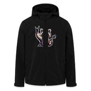 Waschbär Rock and Roll Gitarrist - Recycelte Männer Softshell-Jacke von Stanley/Stella - Schwarz - Vorne - AI Model Male 185 light (185cm)