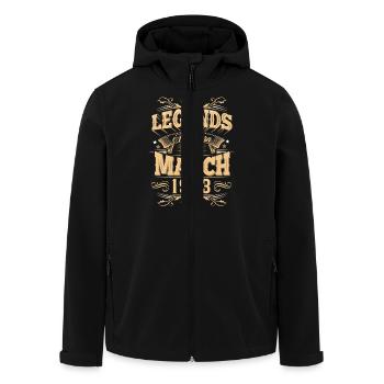 Légende de l’anniversaire de mars 1953 - Veste softshell homme en polyester recyclé Stanley/Stella - noir - Devant - AI Model Male 185 light (185cm)