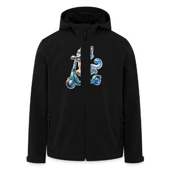 E-Scooter E-Roller Katze Scooter - Recycelte Männer Softshell-Jacke von Stanley/Stella - Schwarz - Vorne - AI Model Male 185 light (185cm)