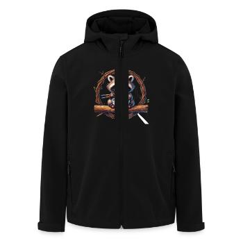 Cute raccoon eating ramen noodles - Men’s Recycled Softshell Jacket by Stanley/Stella - black - Front - AI Model Male 185 light (185cm)