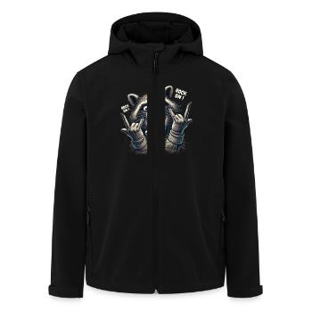 Rock On Raccoon Heavy Metal Design - Veste softshell homme en polyester recyclé Stanley/Stella - noir - Devant - AI Model Male 185 light (185cm)