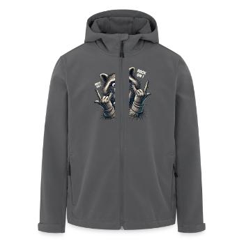 Rock On Raccoon Heavy Metal Design - Men’s Recycled Softshell Jacket by Stanley/Stella - anthracite - Front - AI Model Male 185 light (185cm)