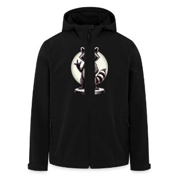 Cooler Waschbär Rock-Hand-Geste Illustration - Recycelte Männer Softshell-Jacke von Stanley/Stella - Schwarz - Vorne - AI Model Male 185 light (185cm)