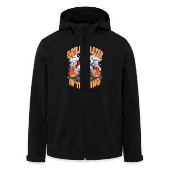 Grillmeister in der Ausbildung Lustiger BBQ-Humor - Recycelte Männer Softshell-Jacke von Stanley/Stella - Schwarz - Vorne - AI Model Male 185 light (185cm)
