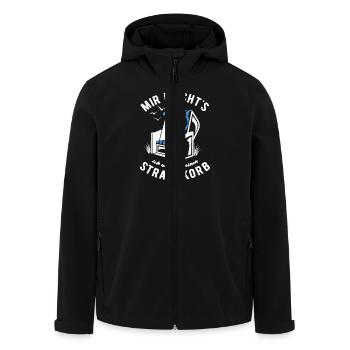 Mir reicht's ich will in meinen Strandkorb - Meer - Recycelte Männer Softshell-Jacke von Stanley/Stella - Schwarz - Vorne - AI Model Male 185 light (185cm)