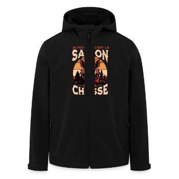 j'peux pas chasseur chassé chasse chasser - Veste softshell homme en polyester recyclé Stanley/Stella - noir - Devant - AI Model Male 185 light (185cm)