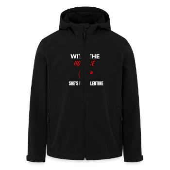 I'm With Hot One, She's My Valentine - Men’s Recycled Softshell Jacket by Stanley/Stella - black - Front - AI Model Male 185 light (185cm)