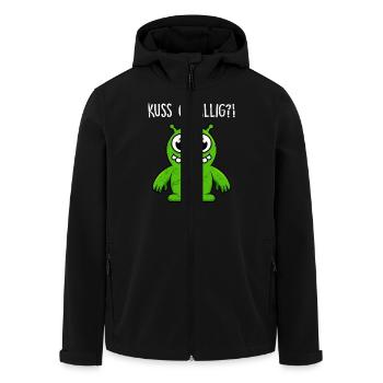 Karneval Frosch KUSS GEFÄLLIG? Lustiges Hässlicher - Recycelte Männer Softshell-Jacke von Stanley/Stella - Schwarz - Vorne - AI Model Male 185 light (185cm)