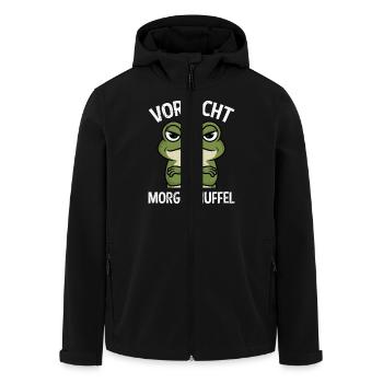 Karneval Kostüm Lustig VORSICHT MORGENMUFFEL - Recycelte Männer Softshell-Jacke von Stanley/Stella - Schwarz - Vorne - AI Model Male 185 light (185cm)