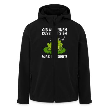 Faschings GIB MIR EINEN KUSS SIEH WAS PASSIERT - Recycelte Männer Softshell-Jacke von Stanley/Stella - Schwarz - Vorne - AI Model Male 185 light (185cm)