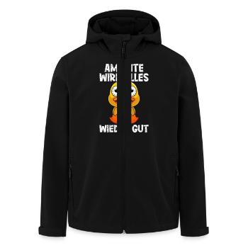 Fasching AM ENTE WIRD ALLES WIEDER GUT Lustiges - Recycelte Männer Softshell-Jacke von Stanley/Stella - Schwarz - Vorne - AI Model Male 185 light (185cm)