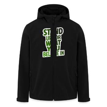 STEH EIN FÜR DAS, WORAN DU GLAUBST - Recycelte Männer Softshell-Jacke von Stanley/Stella - Schwarz - Vorne - AI Model Male 185 light (185cm)