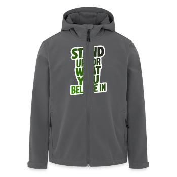 STAND UP FOR WHAT YOU BELIEVE IN - Men’s Recycled Softshell Jacket by Stanley/Stella - anthracite - Front - AI Model Male 185 light (185cm)