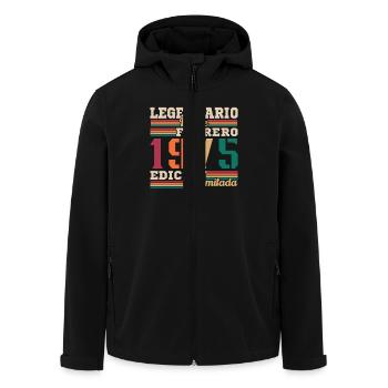 Februar 1975 Retro Vintage Geburtstagsgeschenk - Recycelte Männer Softshell-Jacke von Stanley/Stella - Schwarz - Vorne - AI Model Male 185 light (185cm)
