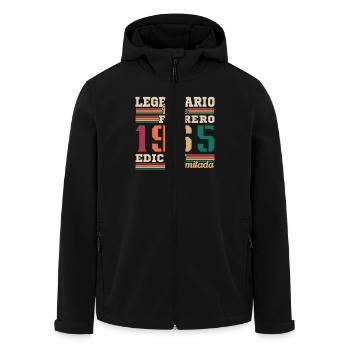 Février 1965 Rétro Vintage Cadeau d’anniversaire - Veste softshell homme en polyester recyclé Stanley/Stella - noir - Devant - AI Model Male 185 light (185cm)