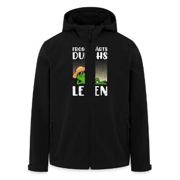 Faschings Kostüm FROSCHWÄRTS DURCHS LEBEN Lustig - Recycelte Männer Softshell-Jacke von Stanley/Stella - Schwarz - Vorne - AI Model Male 185 light (185cm)