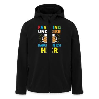 Fasching und Bier darum bin ich hier - Recycelte Männer Softshell-Jacke von Stanley/Stella - Schwarz - Vorne - AI Model Male 185 light (185cm)