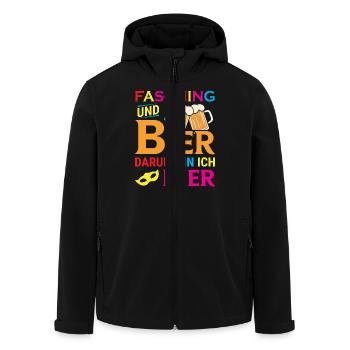 Fasching und Bier darum bin ich hier - Recycelte Männer Softshell-Jacke von Stanley/Stella - Schwarz - Vorne - AI Model Male 185 light (185cm)