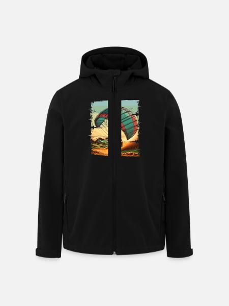 Kitesurfing Kitesurfer Kiteboard - Men’s Recycled Softshell Jacket by Stanley/Stella - black