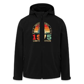 1975 Anniversaire des femmes Édition limitée Vintage - Veste softshell homme en polyester recyclé Stanley/Stella - noir - Devant - AI Model Male 185 light (185cm)