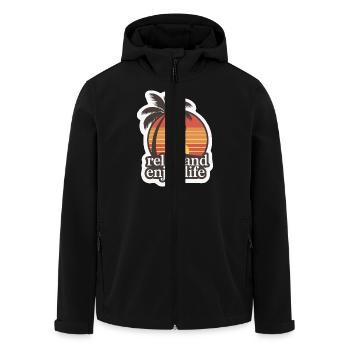 BEACH, PALM TREES - Men’s Recycled Softshell Jacket by Stanley/Stella - black - Front - AI Model Male 185 light (185cm)