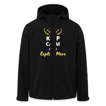Keep Calm and Explore More - Veste softshell homme en polyester recyclé Stanley/Stella - noir - Devant - AI Model Male 185 light (185cm)