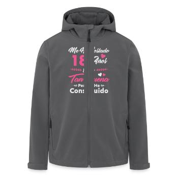 Il m’a fallu 18 ans 18 anniversaire femme - Veste softshell homme en polyester recyclé Stanley/Stella - charbon - Devant - AI Model Male 185 light (185cm)