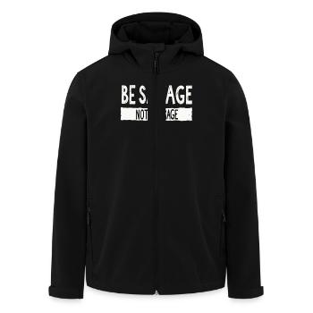 Soyez sauvage et non moyen – Dicton motivant - Veste softshell homme en polyester recyclé Stanley/Stella - noir - Devant - AI Model Male 185 light (185cm)