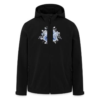 Blauer Aquarell-Blumenstrauß Blue Watercolor - Recycelte Männer Softshell-Jacke von Stanley/Stella - Schwarz - Vorne - AI Model Male 185 light (185cm)