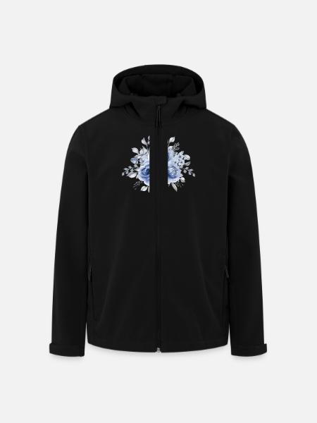 Blauer Aquarell-Blumenstrauß Blue Watercolor - Recycelte Männer Softshell-Jacke von Stanley/Stella - Schwarz