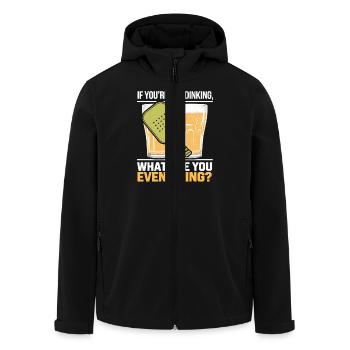 Lustiges Pickleball Alkohol Bier Trinker Ballsport - Recycelte Männer Softshell-Jacke von Stanley/Stella - Schwarz - Vorne - AI Model Male 185 light (185cm)