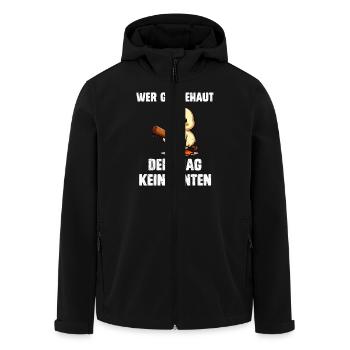 Faschings Kostüm WER GÄNSE HAUT DER MAG KEINE - Recycelte Männer Softshell-Jacke von Stanley/Stella - Schwarz - Vorne - AI Model Male 185 light (185cm)