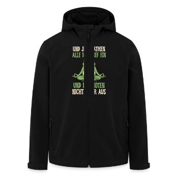 Froschkostüm UND JETZT ATMEN ALLE MAL TIEF EIN - Recycelte Männer Softshell-Jacke von Stanley/Stella - Schwarz - Vorne - AI Model Male 185 light (185cm)