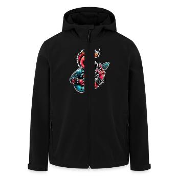 Flamingo Rock and Roll Gitarrist - Recycelte Männer Softshell-Jacke von Stanley/Stella - Schwarz - Vorne - AI Model Male 185 light (185cm)