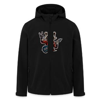 Raccoon Rock and Roll Guitarist - Men’s Recycled Softshell Jacket by Stanley/Stella - black - Front - AI Model Male 185 light (185cm)