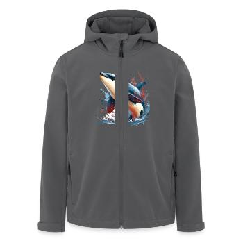 Orca Killer Whale - Men’s Recycled Softshell Jacket by Stanley/Stella - anthracite - Front - AI Model Male 185 light (185cm)