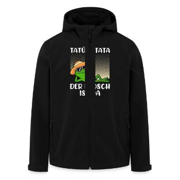 Faschings Kostüm TATÜ TATATA DER FROSCH IST DA - Recycelte Männer Softshell-Jacke von Stanley/Stella - Schwarz - Vorne - AI Model Male 185 light (185cm)