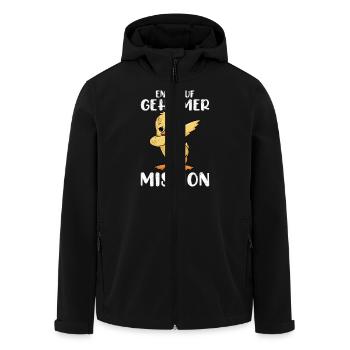 ENTE AUF GEHEIMER MISSION Lustiges Karneval - Recycelte Männer Softshell-Jacke von Stanley/Stella - Schwarz - Vorne - AI Model Male 185 light (185cm)