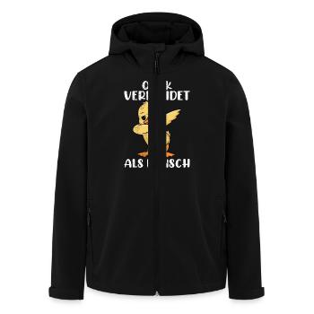 Faschings Ente QUACK VERKLEIDET ALS MENSCH Lustig - Recycelte Männer Softshell-Jacke von Stanley/Stella - Schwarz - Vorne - AI Model Male 185 light (185cm)