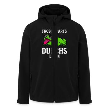 Faschings Kostüm FROSCHWÄRTS DURCHS LEBEN Lustig - Recycelte Männer Softshell-Jacke von Stanley/Stella - Schwarz - Vorne - AI Model Male 185 light (185cm)