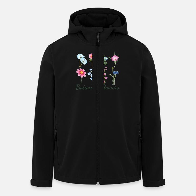 Aquarelle Fleurs Botaniques Illustration Aquarelle - Veste softshell homme en polyester recyclé Stanley/Stella - noir