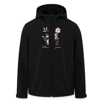 Bloom with Grace Floral - Men’s Recycled Softshell Jacket by Stanley/Stella - black - Front - AI Model Male 185 light (185cm)