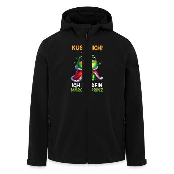 Karneval Frosch KÜSS MICH BIN DEIN MÄRCHENPRINZ - Recycelte Männer Softshell-Jacke von Stanley/Stella - Schwarz - Vorne - AI Model Male 185 light (185cm)