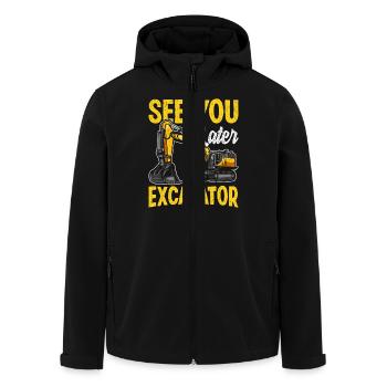 À plus tard Excavator Construction Humour Design - Veste softshell homme en polyester recyclé Stanley/Stella - noir - Devant - AI Model Male 185 light (185cm)