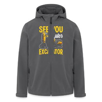 See You Later Excavator Construction Humor Design - Men’s Recycled Softshell Jacket by Stanley/Stella - anthracite - Front - AI Model Male 185 light (185cm)