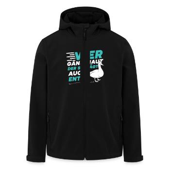 Faschingskostüm WER GÄNSEHAUT DER SCHLÄGT ENTEN - Recycelte Männer Softshell-Jacke von Stanley/Stella - Schwarz - Vorne - AI Model Male 185 light (185cm)