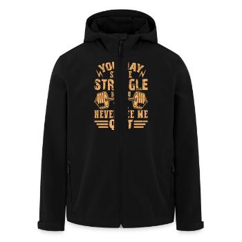 Never Give Up Fitness Motivation - Men’s Recycled Softshell Jacket by Stanley/Stella - black - Front - AI Model Male 185 light (185cm)