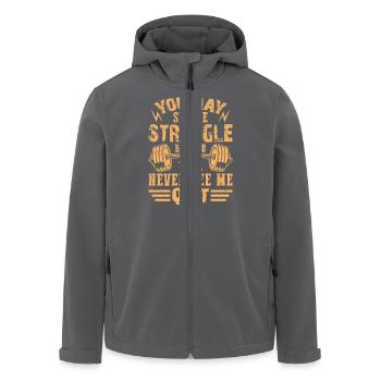 Never Give Up Fitness Motivation - Men’s Recycled Softshell Jacket by Stanley/Stella - anthracite - Front - AI Model Male 185 light (185cm)