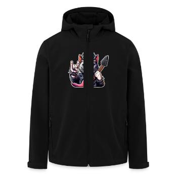 Katze Rock and Roll Gitarrist - Recycelte Männer Softshell-Jacke von Stanley/Stella - Schwarz - Vorne - AI Model Male 185 light (185cm)